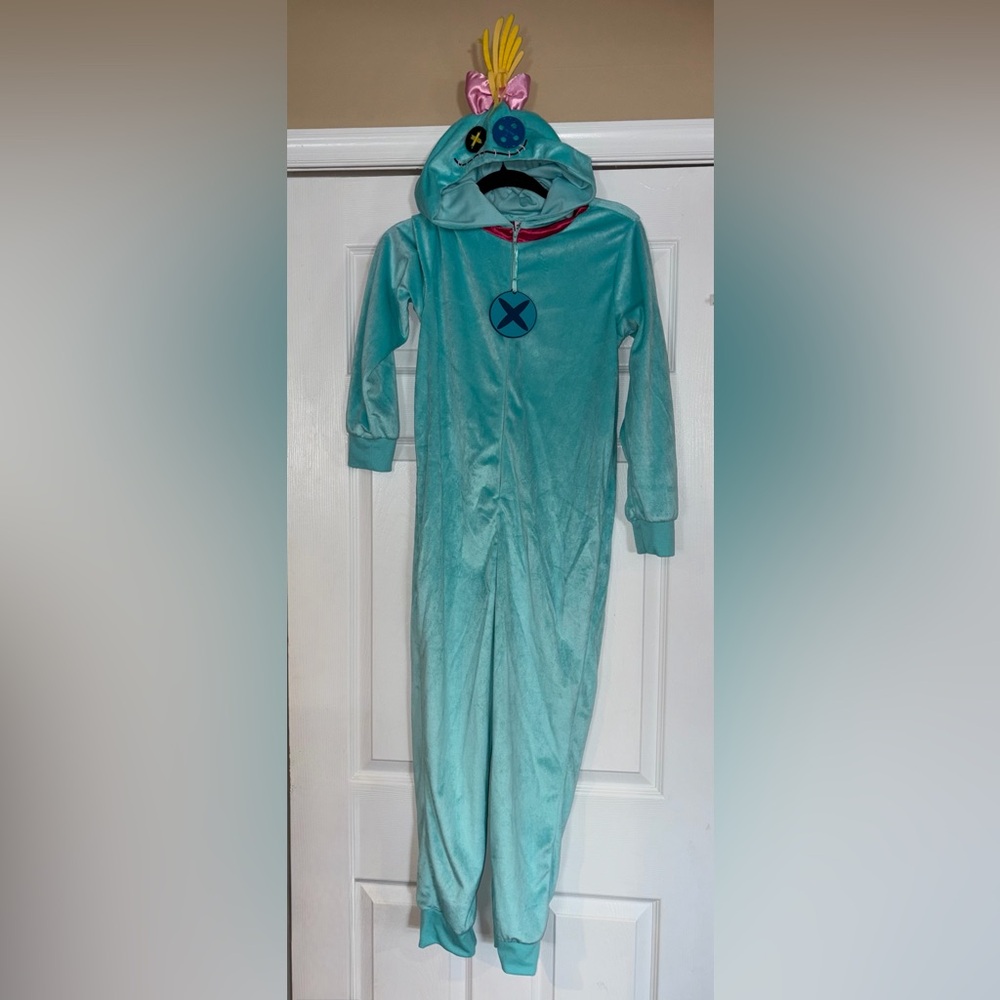 Disney Stitch Plush onesie in Aqua Teal girl size large